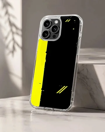 Bold black and yellow abstract cyberpunk phone case