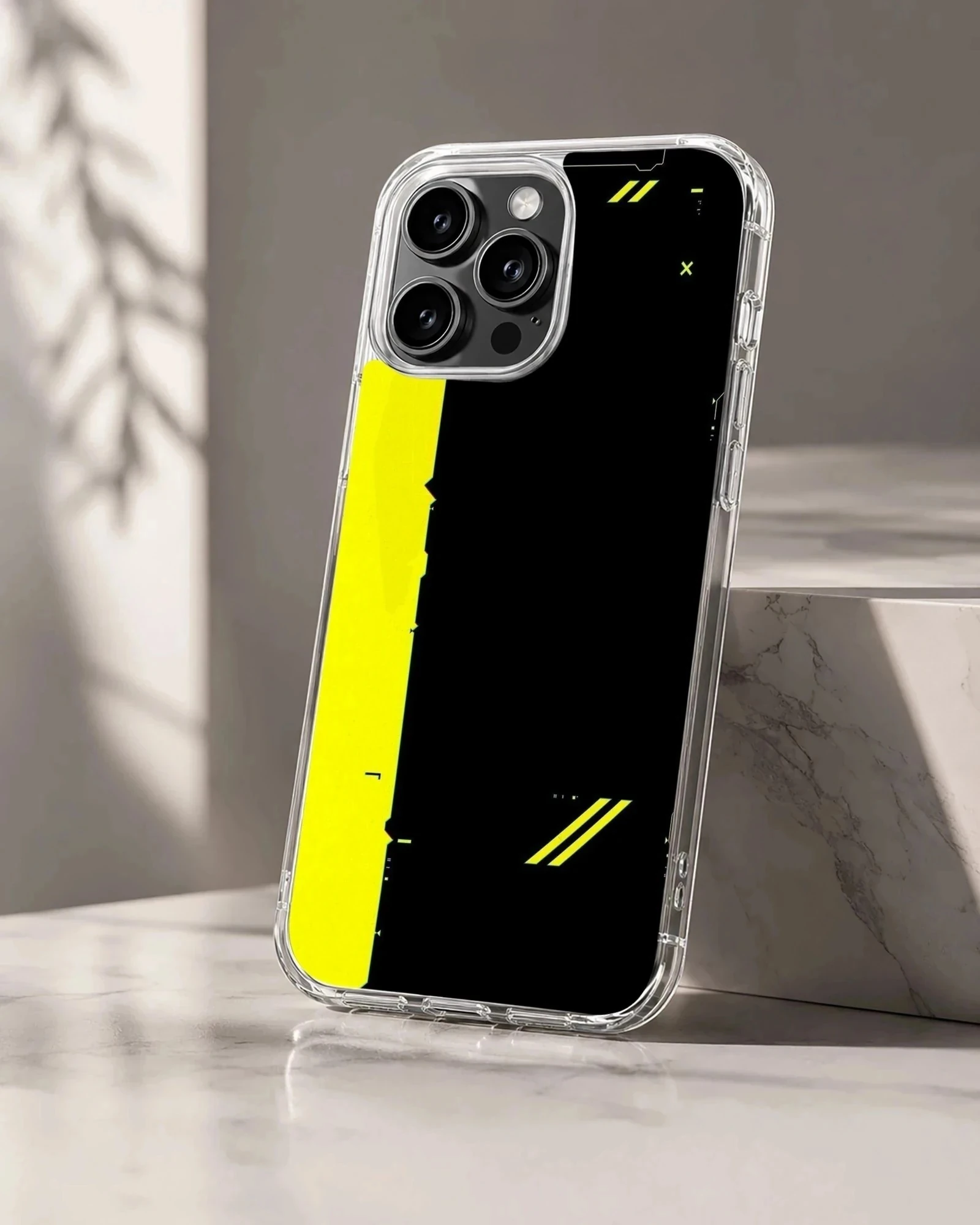 Bold black and yellow abstract cyberpunk phone case