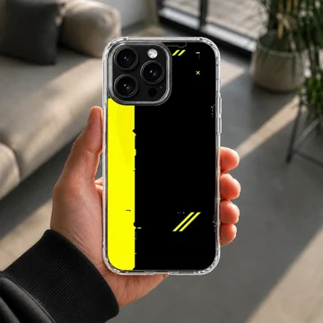 Bold black and yellow abstract cyberpunk phone case — Lifestyle