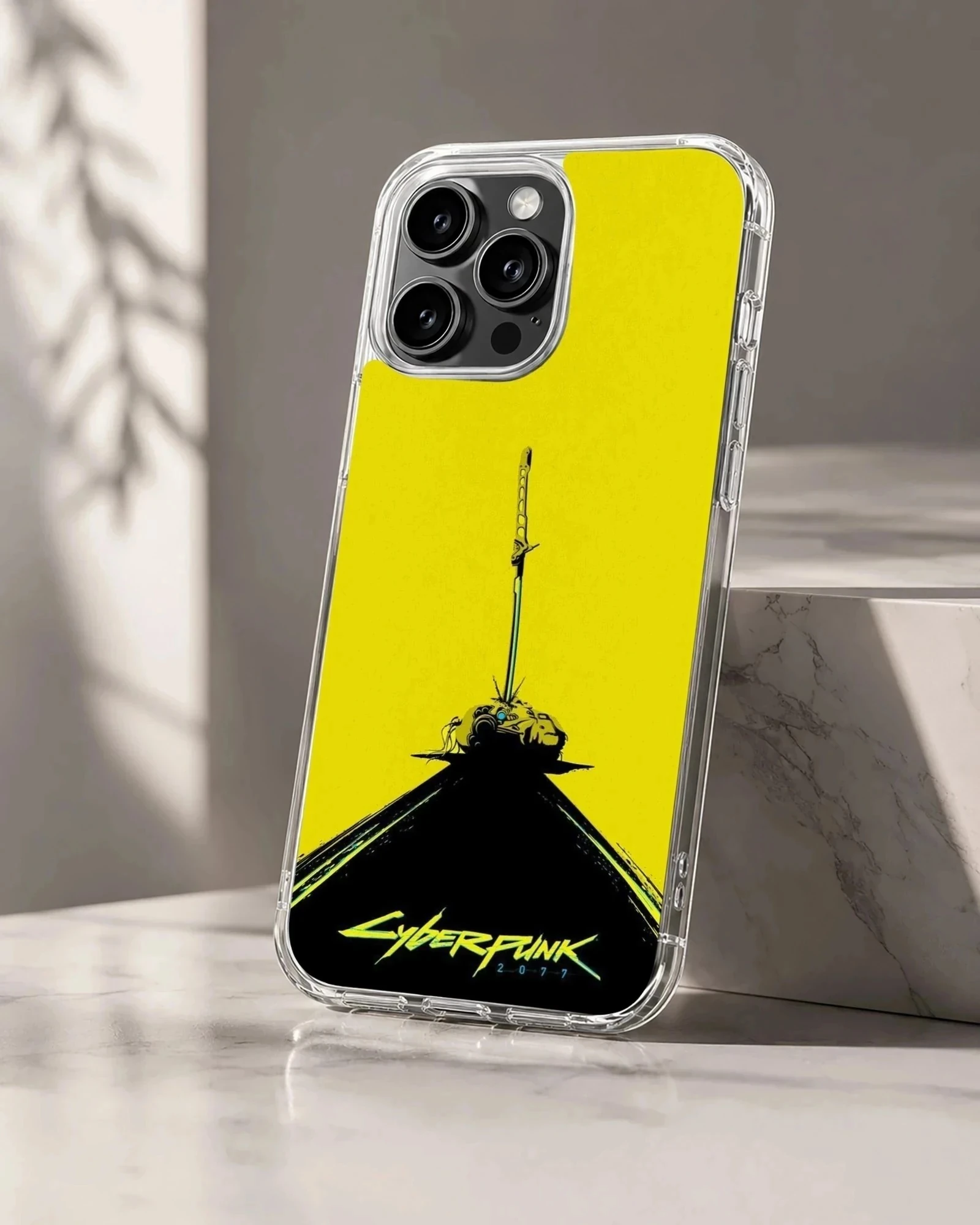 Bold yellow and black Cyberpunk digital illustration phone case