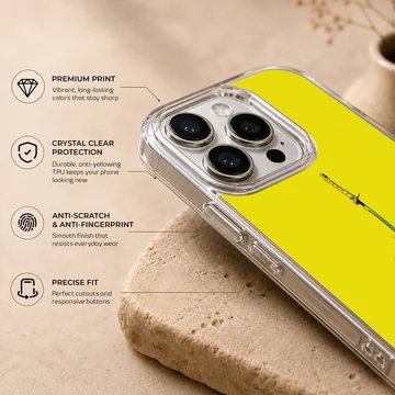 Bold yellow and black Cyberpunk digital illustration phone case — Info
