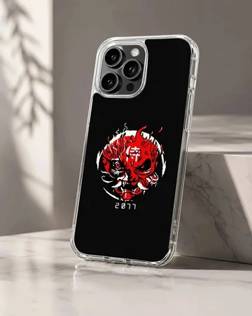 Bold cyberpunk graphic design on a black background phone case