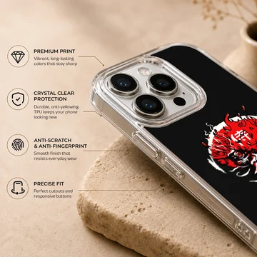 Bold cyberpunk graphic design on a black background phone case — Info