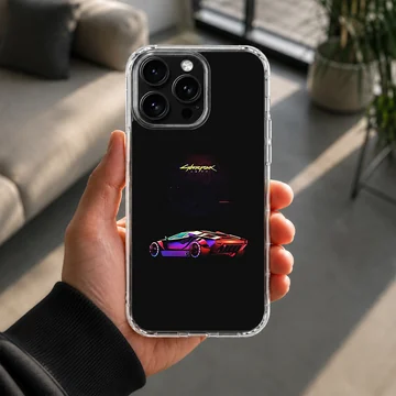 Dynamic cyberpunk car design on a black background phone case — Lifestyle