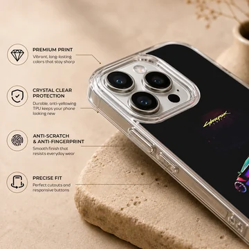 Dynamic cyberpunk car design on a black background phone case — Info