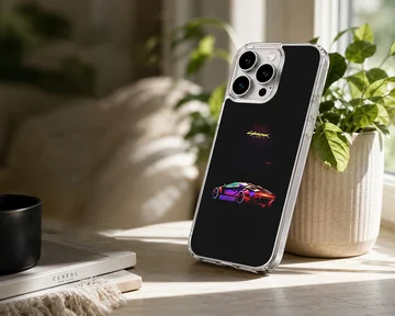 Dynamic cyberpunk car design on a black background phone case — Lifestyle