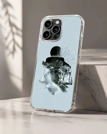 Cyberpunk themed digital illustration on a snap phone case