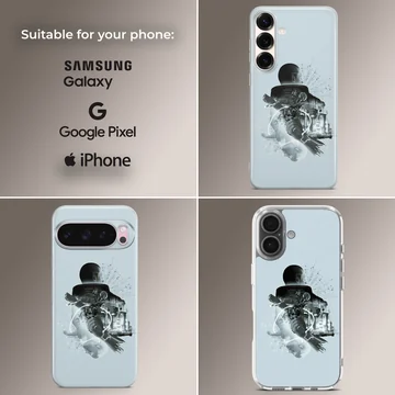 Cyberpunk themed digital illustration on a snap phone case — Collage