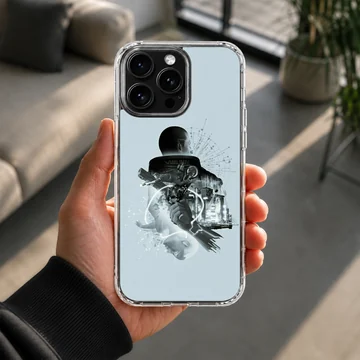 Cyberpunk themed digital illustration on a snap phone case — Lifestyle