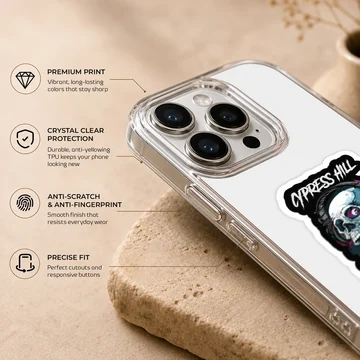 Edgy Cypress Hill design with a skull and headphones on phone case — Info