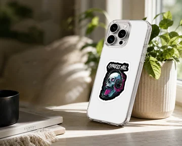 Edgy Cypress Hill design with a skull and headphones on phone case — Lifestyle