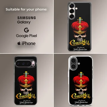 Bold Cypress Hill phone case featuring a skull and crown design — Collage