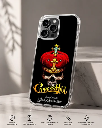 Bold Cypress Hill phone case featuring a skull and crown design — Specs