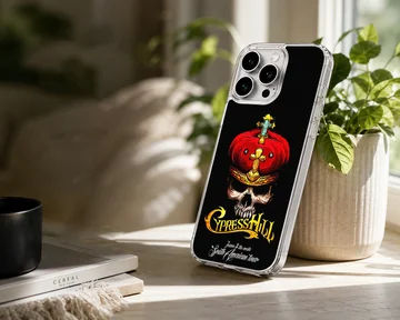 Bold Cypress Hill phone case featuring a skull and crown design — Lifestyle