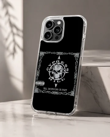 Cypress Hill design featuring bold typography on a black background phone case — Hero