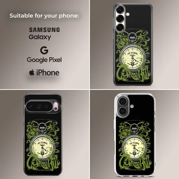 Cypress Hill phone case featuring an edgy clock design with green accents — Collage