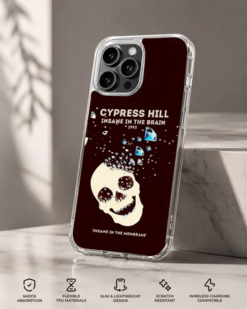 Cypress Hill 'Insane in the Membrane' phone case design with a skull — Specs