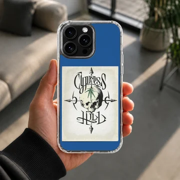 Cypress Hill phone case featuring an edgy skull design with bold typography — Lifestyle