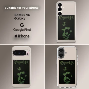 Cypress Hill phone case featuring bold green artwork on a black background — Collage