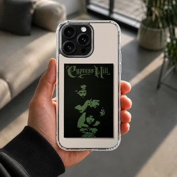 Cypress Hill phone case featuring bold green artwork on a black background — Lifestyle