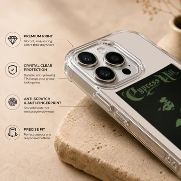 Cypress Hill phone case featuring bold green artwork on a black background — Info