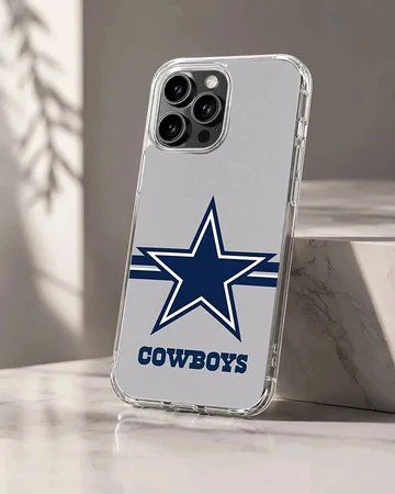 Dallas Cowboys logo on a phone case with blue star and text