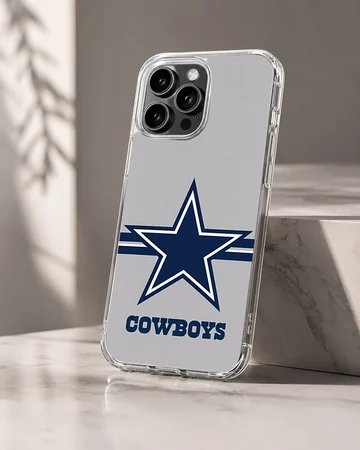Dallas Cowboys logo on a phone case with blue star and text — Hero