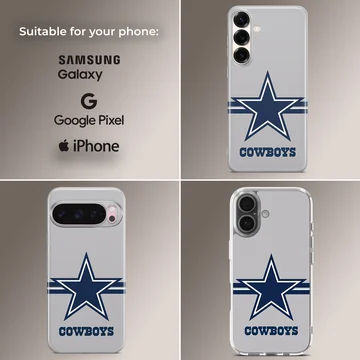 Dallas Cowboys logo on a phone case with blue star and text — Collage