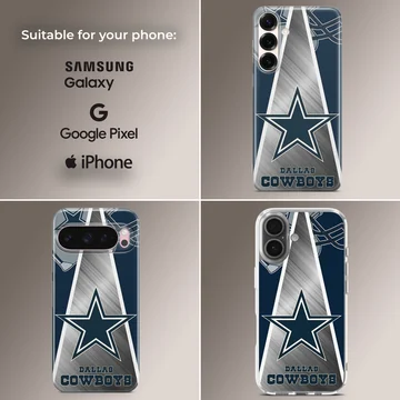 Dallas Cowboys phone case featuring bold star design. — Collage