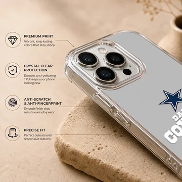 Dallas Cowboys phone case featuring a blue star and white text. — Info