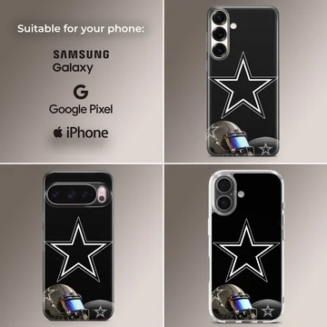 Dallas Cowboys star logo with helmet and football on phone case — Collage