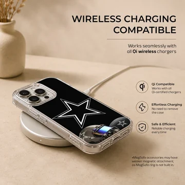 Dallas Cowboys star logo with helmet and football on phone case — Charging