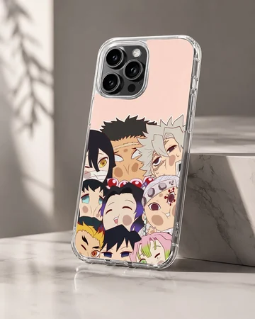 Vibrant Demon Slayer characters artwork on phone case. — Hero