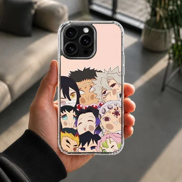 Vibrant Demon Slayer characters artwork on phone case. — Lifestyle