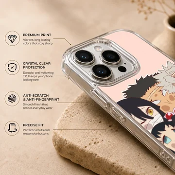 Vibrant Demon Slayer characters artwork on phone case. — Info