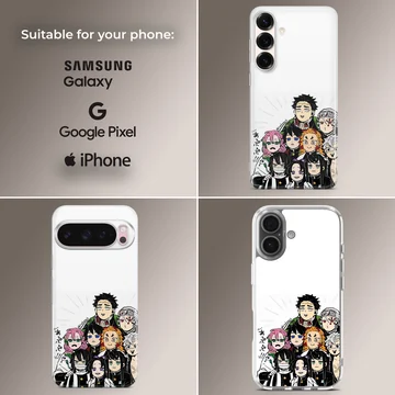 Illustration featuring Demon Slayer characters on phone case — Collage