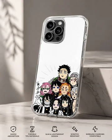 Illustration featuring Demon Slayer characters on phone case — Specs