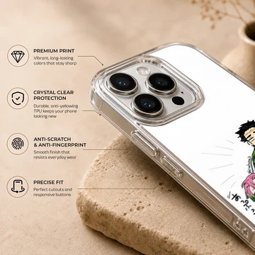 Illustration featuring Demon Slayer characters on phone case — Info