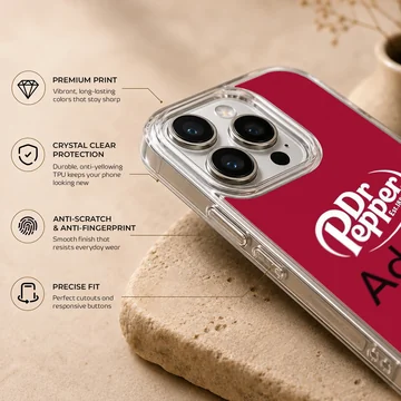 DrPepper Addict humorous quote phone case in red and white. — Info