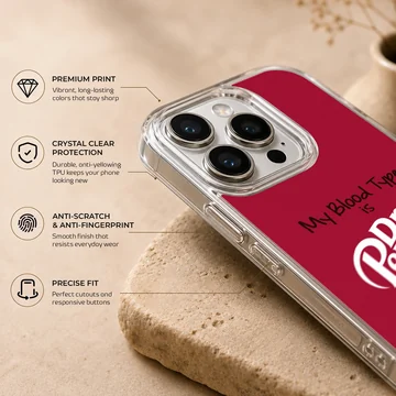 DrPepper my blood type is funny saying phone case — Info