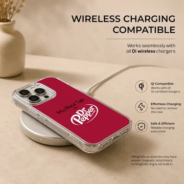 DrPepper my blood type is funny saying phone case — Charging