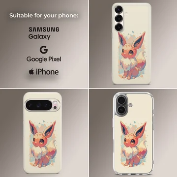 Eevee cartoon art on a phone case featuring playful design. — Collage