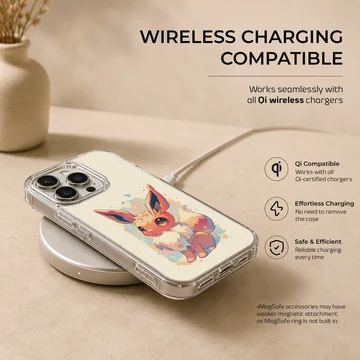 Eevee cartoon art on a phone case featuring playful design. — Charging