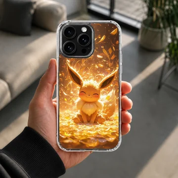 Eevee with golden glow on phone case — Lifestyle