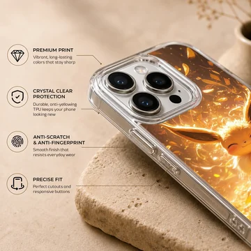 Eevee with golden glow on phone case — Info