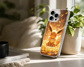 Eevee with golden glow on phone case — Lifestyle