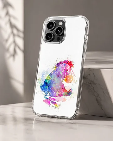 Colorful watercolor Eeyore design on phone case — Hero