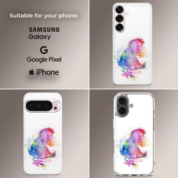 Colorful watercolor Eeyore design on phone case — Collage