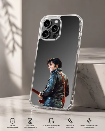 Elvis Presley portrait with guitar on phone case — Specs