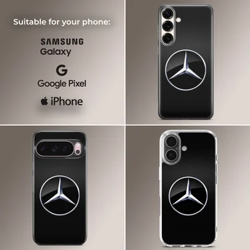 German Car Merc emblem on black phone case — Collage